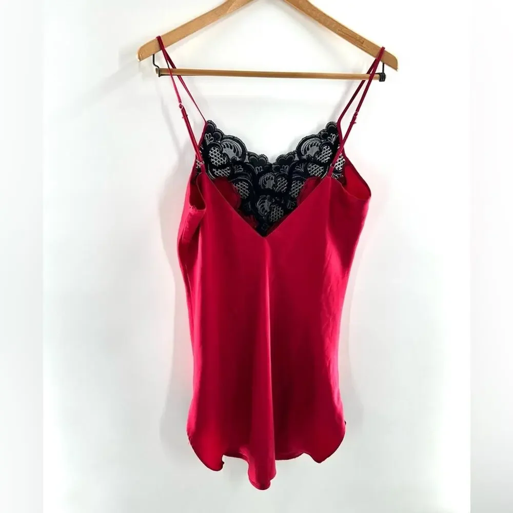 Victoria's Secret Vintage Gold Label Red & Black Lace Lingerie Nightgown Size M